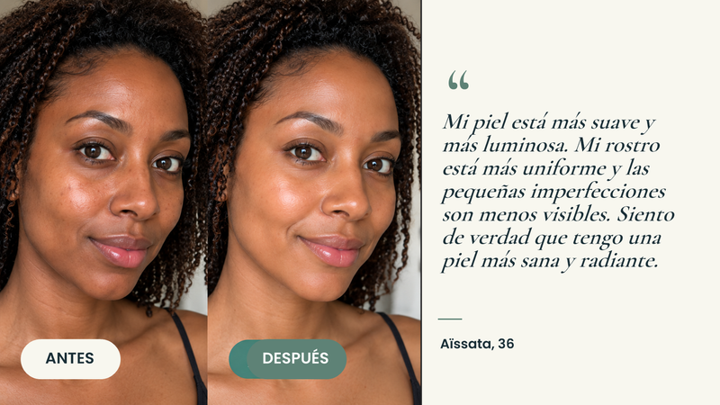 Testimonio antes/después — Mascarilla de colágeno orgánico