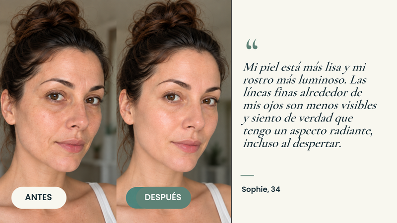 Testimonio antes/después — Mascarilla de colágeno orgánico