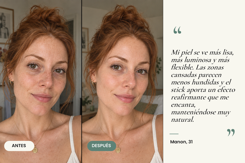 Testimonio antes/después — Stick Repulpante Bio Colágeno