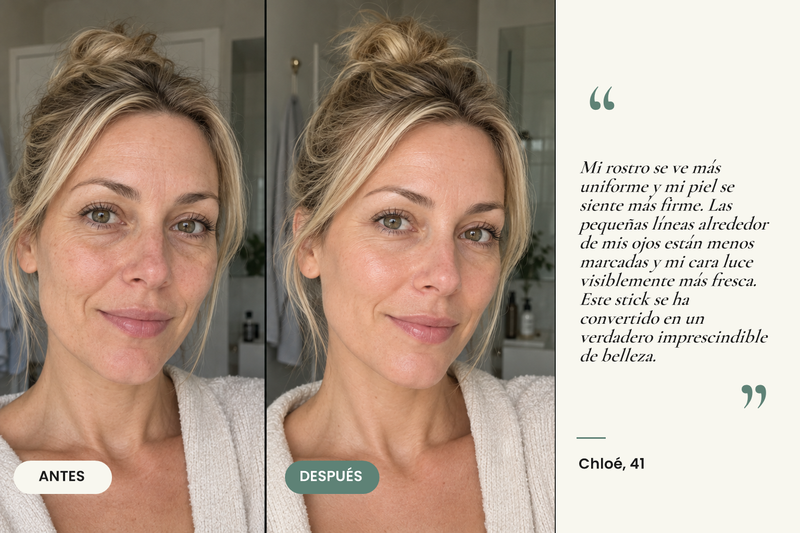 Testimonio antes/después — Stick Repulpante Bio Colágeno